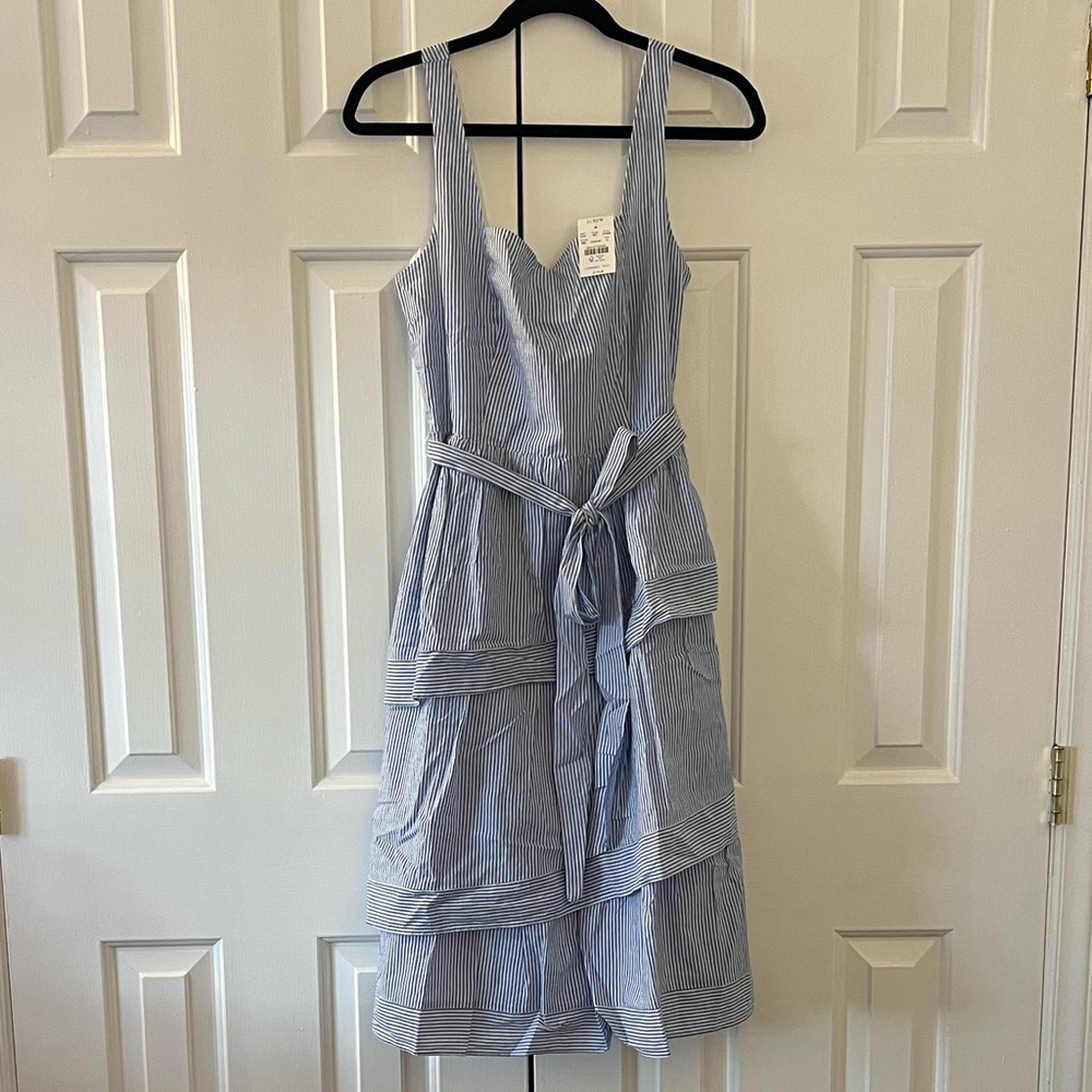 NWT J Crew Blue and White Striped Dress - Picture 6 of 13